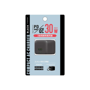 PD/QC対応 Cポート&Aポート 30W コンパクトAC充電器